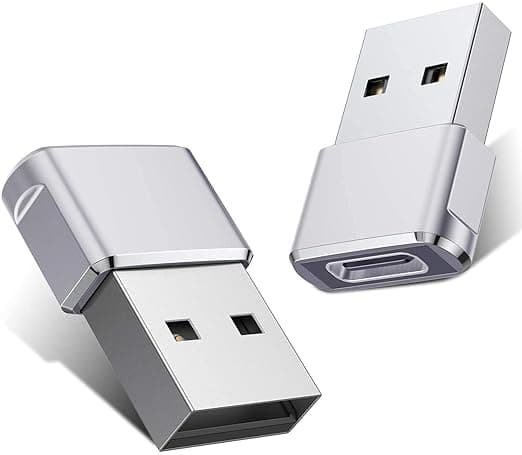 rts [2 Pack Mini USB C Type C Adapter Plug, Type C Female to USB A Male Charger Charging Cable Adapter Converter Compatible for iPhone 15 14 13 Plus Pro Max Mini/11/10/XR/XS/X/SE 2020, iPad Air,Car,